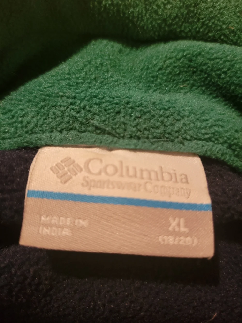 COLUMBIA Navy Blue Green Fleece Full Zip Jacket Kids XL size 18